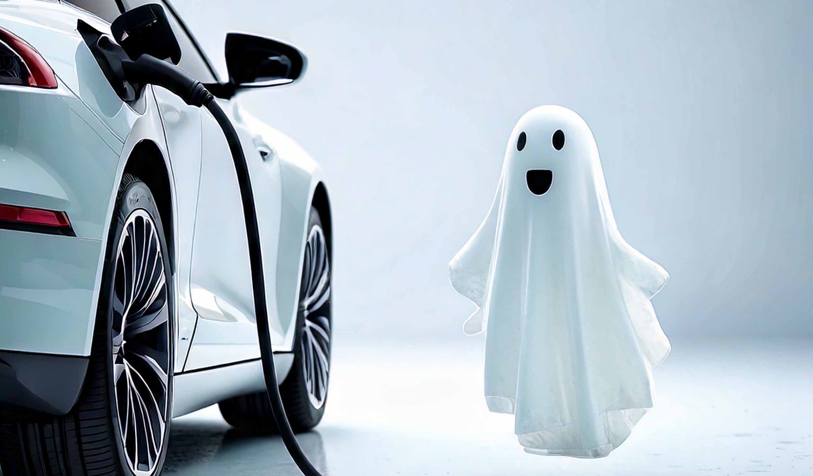AI generated ghost charging an electric car
