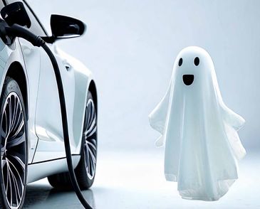 AI generated ghost charging an electric car