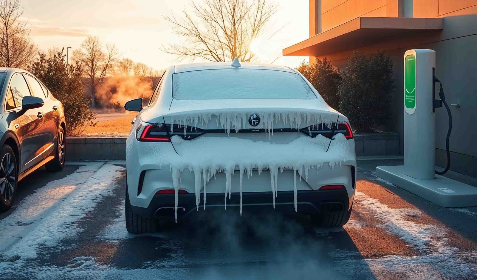 AI generated ICE car in EV charging space