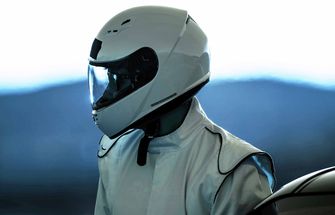 Racing car driver head shot