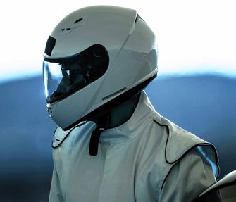 Racing car driver head shot