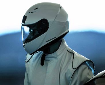 Racing car driver head shot