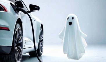 AI generated ghost charging an electric car
